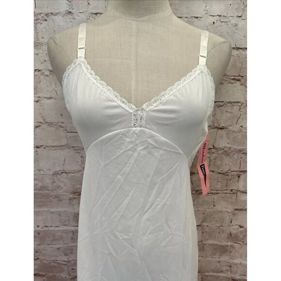 SHADOWLINE Vintage White Slip Lace Trim Opacitrique Size 36 Tall Length 42" NOS - Picture 2 of 12